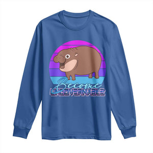 Funny Moo Deng Long Sleeve Shirt Baby Hippo Become Ungovernable TS10 Royal Blue Print Your Wear