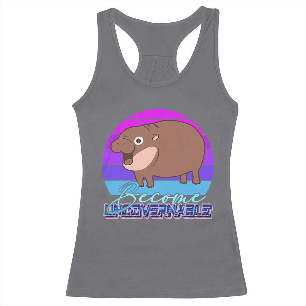 Funny Moo Deng Racerback Tank Top Baby Hippo Become Ungovernable TS10 Charcoal Print Your Wear