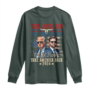 Trump Vance 2024 Long Sleeve Shirt The Outlaw And Hillbilly US Flag TS10 Dark Forest Green Print Your Wear