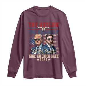 Trump Vance 2024 Long Sleeve Shirt The Outlaw And Hillbilly US Flag TS10 Maroon Print Your Wear