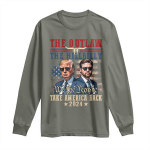 Trump Vance 2024 Long Sleeve Shirt The Outlaw And Hillbilly US Flag TS10 Military Green Print Your Wear