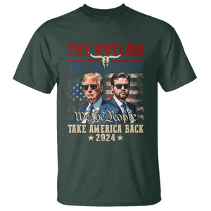 Trump Vance 2024 T Shirt The Outlaw And Hillbilly US Flag TS10 Dark Forest Green Print Your Wear