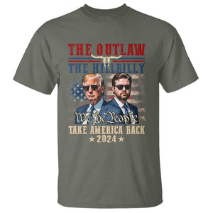 Trump Vance 2024 T Shirt The Outlaw And Hillbilly US Flag TS10 Military Green Print Your Wear