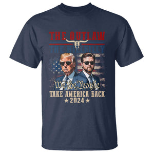 Trump Vance 2024 T Shirt The Outlaw And Hillbilly US Flag TS10 Navy Print Your Wear