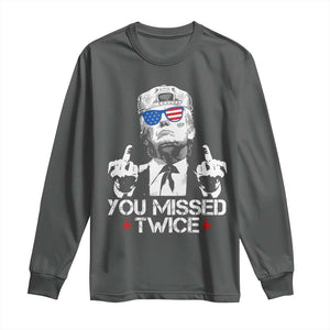 Trump Won Again 2024 Long Sleeve Shirt We're Taking America Back US American Flag TS10 Dark Heather Print Your Wear