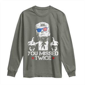 Trump Won Again 2024 Long Sleeve Shirt We're Taking America Back US American Flag TS10 Military Green Print Your Wear