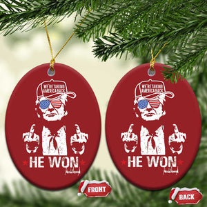 Trump 2024 Christmas Ornament We're Taking America Back You Missed Bitch TS10 Oval Red Print Your Wear