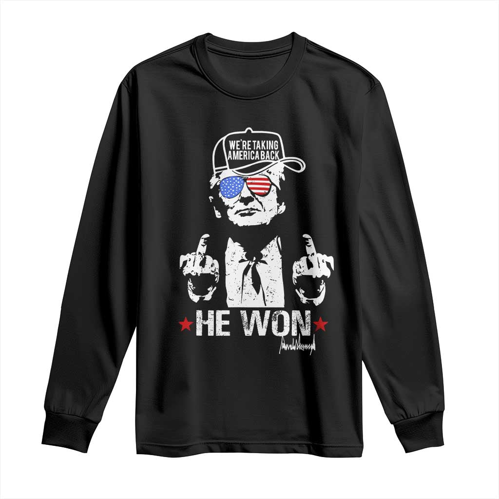 Trump 2024 Long Sleeve Shirt We're Taking America Back You Missed Bitch TS10 Black Print Your Wear