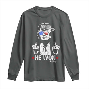 Trump 2024 Long Sleeve Shirt We're Taking America Back You Missed Bitch TS10 Dark Heather Print Your Wear