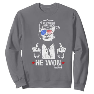 Trump 2024 Sweatshirt We're Taking America Back You Missed Bitch TS10 Charcoal Print Your Wear