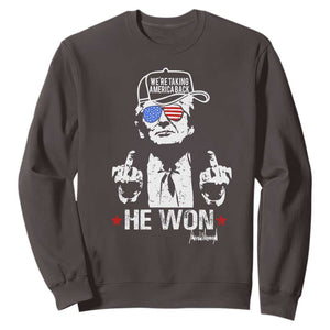 Trump 2024 Sweatshirt We're Taking America Back You Missed Bitch TS10 Dark Chocolate Print Your Wear