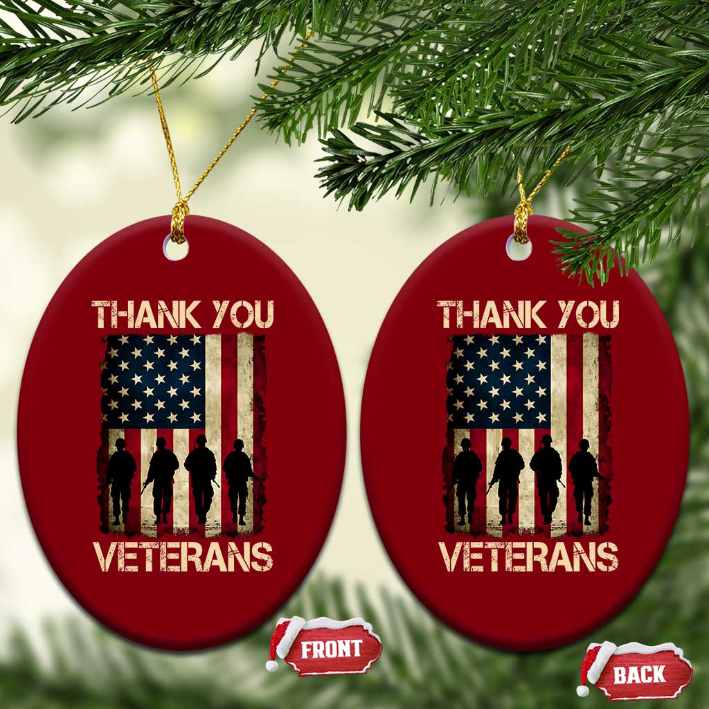 Thank You Veterans Ceramic Ornament Veterans Day Patriotic American Flag TS10 Print Your Wear