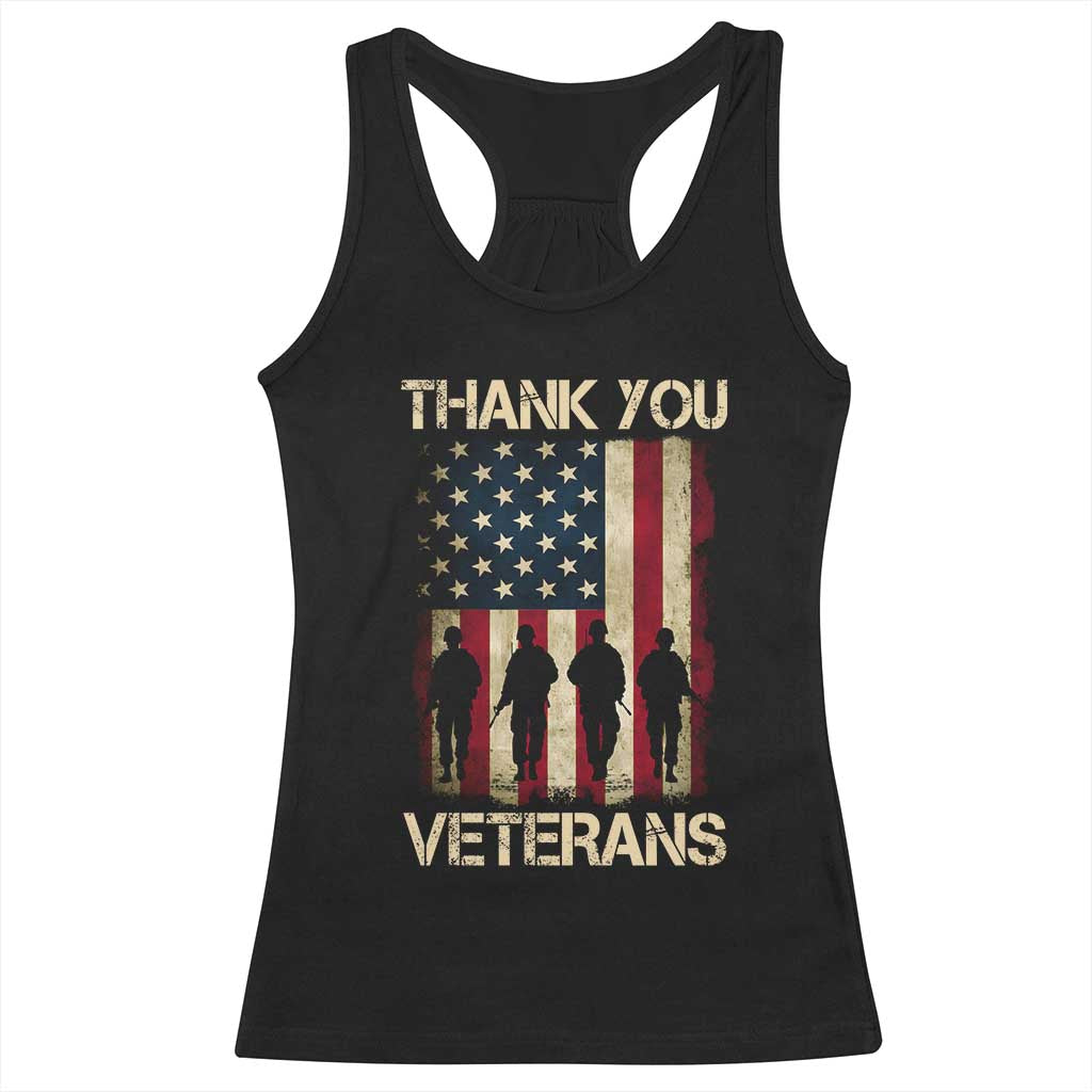 Thank You Veterans Racerback Tank Top Veterans Day Patriotic American Flag TS10 Black Print Your Wear
