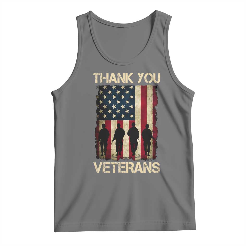 Thank You Veterans Tank Top Veterans Day Patriotic American Flag TS10 Black Heather Print Your Wear