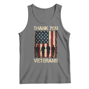 Thank You Veterans Tank Top Veterans Day Patriotic American Flag TS10 Black Heather Print Your Wear