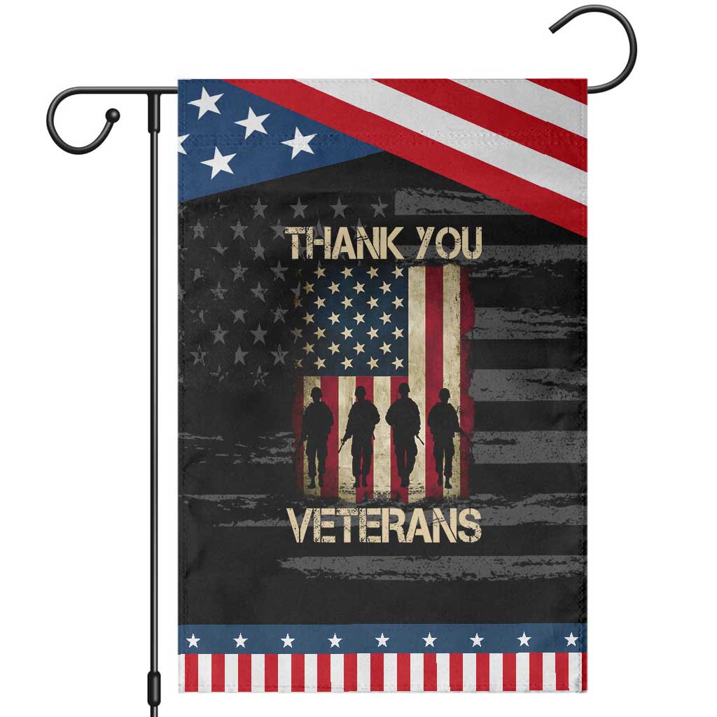 Thank You Veterans Garden Flag Veterans Day Patriotic American Flag TS10 Distressed Black Blue Print Your Wear