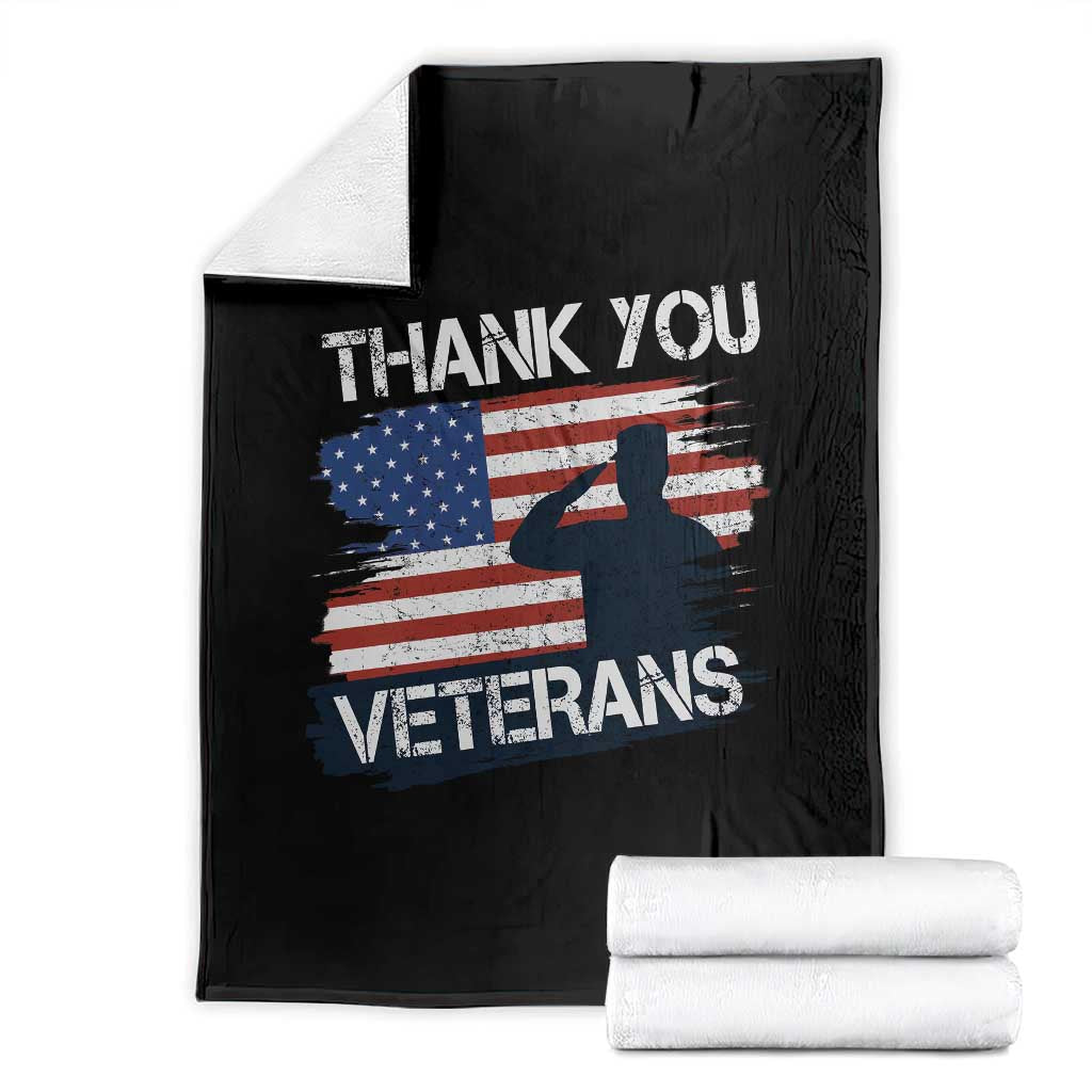 Thank You Veterans Throw Blanket Never Forget Veterans Military Appreciation US Flag TS10 Black Print Your Wear