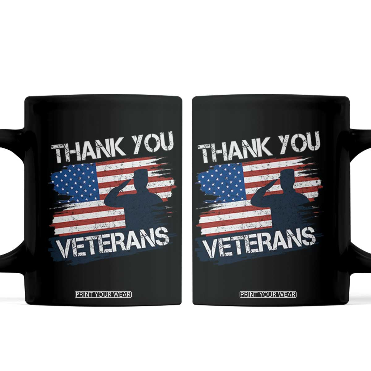 Thank You Veterans Coffee Mug Never Forget Veterans Military Appreciation US Flag TS10 Black Print Your Wear