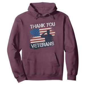 Thank You Veterans Hoodie Never Forget Veterans Military Appreciation US Flag TS10 Maroon Print Your Wear