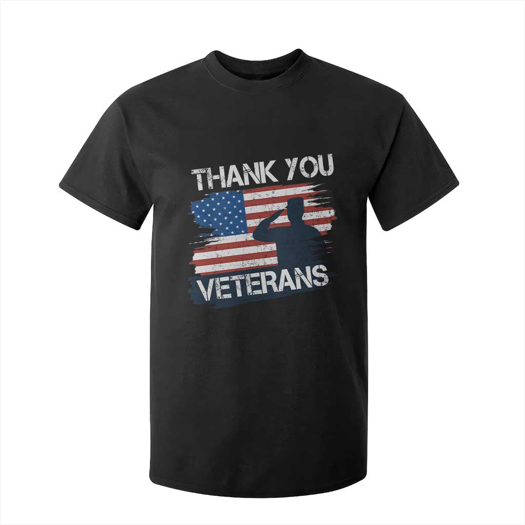 Thank You Veterans T Shirt For Kid Never Forget Veterans Military Appreciation US Flag TS10 Black Print Your Wear