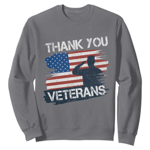 Thank You Veterans Sweatshirt Never Forget Veterans Military Appreciation US Flag TS10 Charcoal Print Your Wear