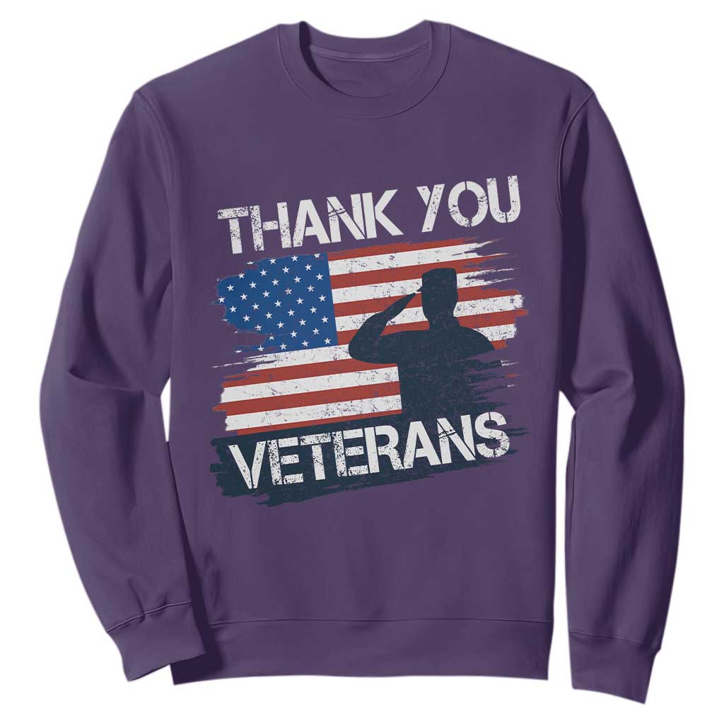 Thank You Veterans Sweatshirt Never Forget Veterans Military Appreciation US Flag TS10 Purple Print Your Wear