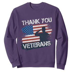 Thank You Veterans Sweatshirt Never Forget Veterans Military Appreciation US Flag TS10 Purple Print Your Wear