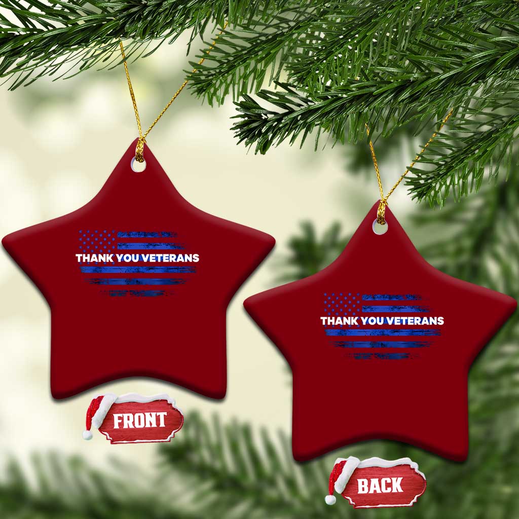 Thank You Veterans Ceramic Ornament Never Forget Veterans Day Grunge American Flag TS10 Print Your Wear
