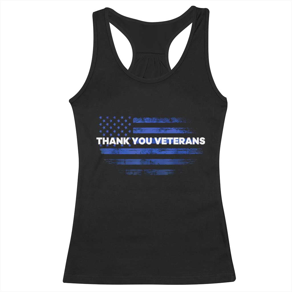 Thank You Veterans Racerback Tank Top Never Forget Veterans Day Grunge American Flag TS10 Black Print Your Wear