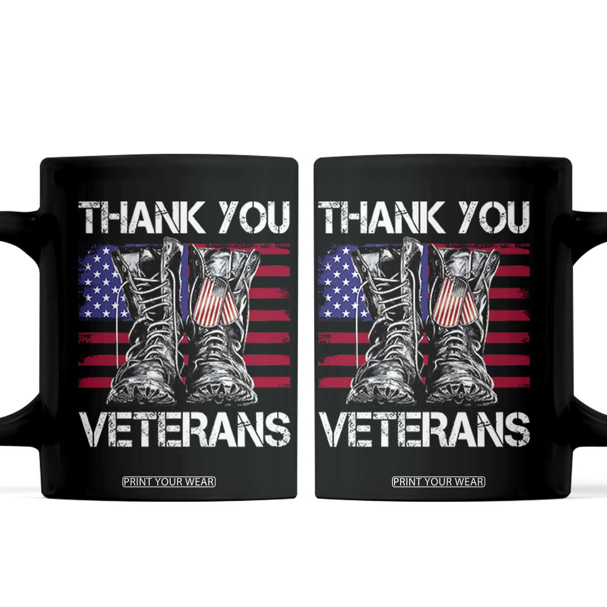 Thank You Veterans Coffee Mug American Flag Military Supportive Veterans Day TS10 Black Print Your Wear