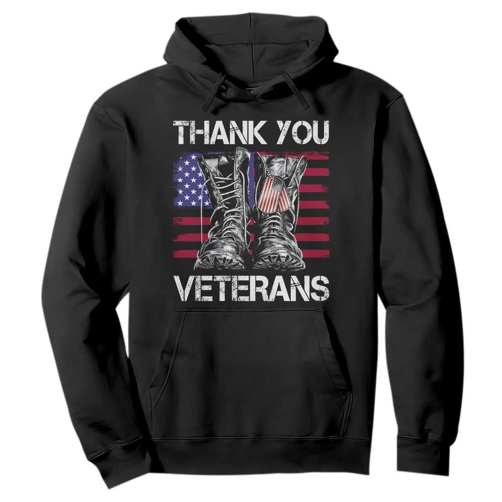 Thank You Veterans Hoodie American Flag Military Supportive Veterans Day TS10 Black Print Your Wear