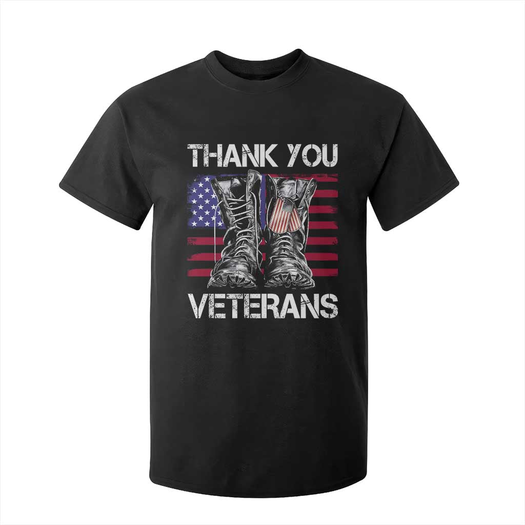 Thank You Veterans T Shirt For Kid American Flag Military Supportive Veterans Day TS10 Black Print Your Wear
