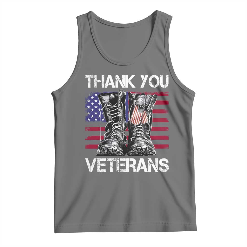 Thank You Veterans Tank Top American Flag Military Supportive Veterans Day TS10 Black Heather Print Your Wear