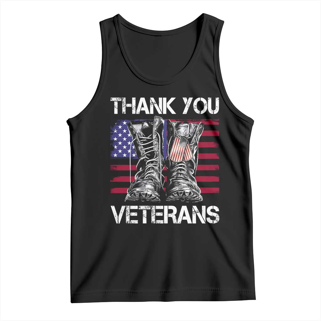 Thank You Veterans Tank Top American Flag Military Supportive Veterans Day TS10 Black Print Your Wear
