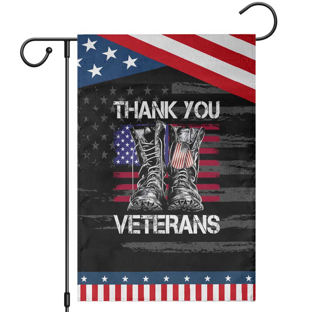 Thank You Veterans Garden Flag American Flag Military Supportive Veterans Day TS10 Distressed Black Blue Print Your Wear
