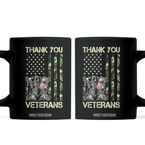 Thank You Veterans Coffee Mug Camo American Flag Military Supportive Veterans Day TS10 Black Print Your Wear