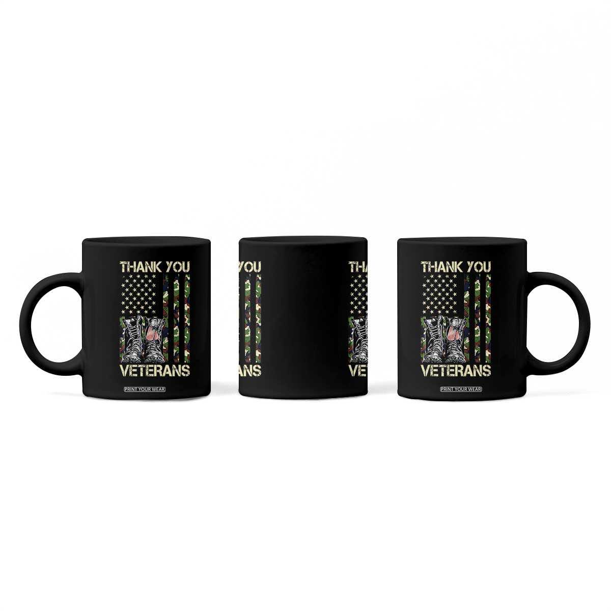 Thank You Veterans Coffee Mug Camo American Flag Military Supportive Veterans Day TS10 Print Your Wear