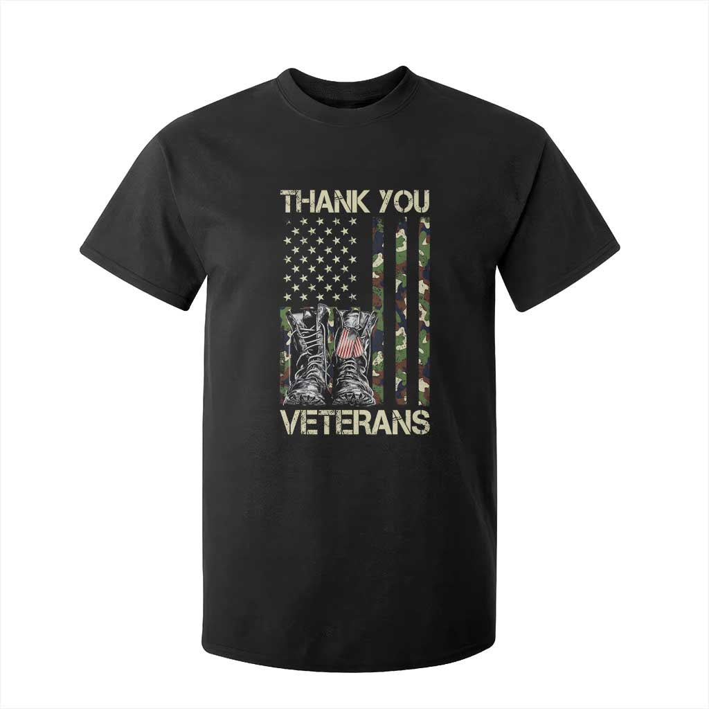 Thank You Veterans T Shirt For Kid Camo American Flag Military Supportive Veterans Day TS10 Black Print Your Wear