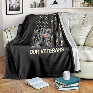 Love Our Veterans Throw Blanket Camo American Flag Military Supportive Veterans Day TS10 Print Your Wear