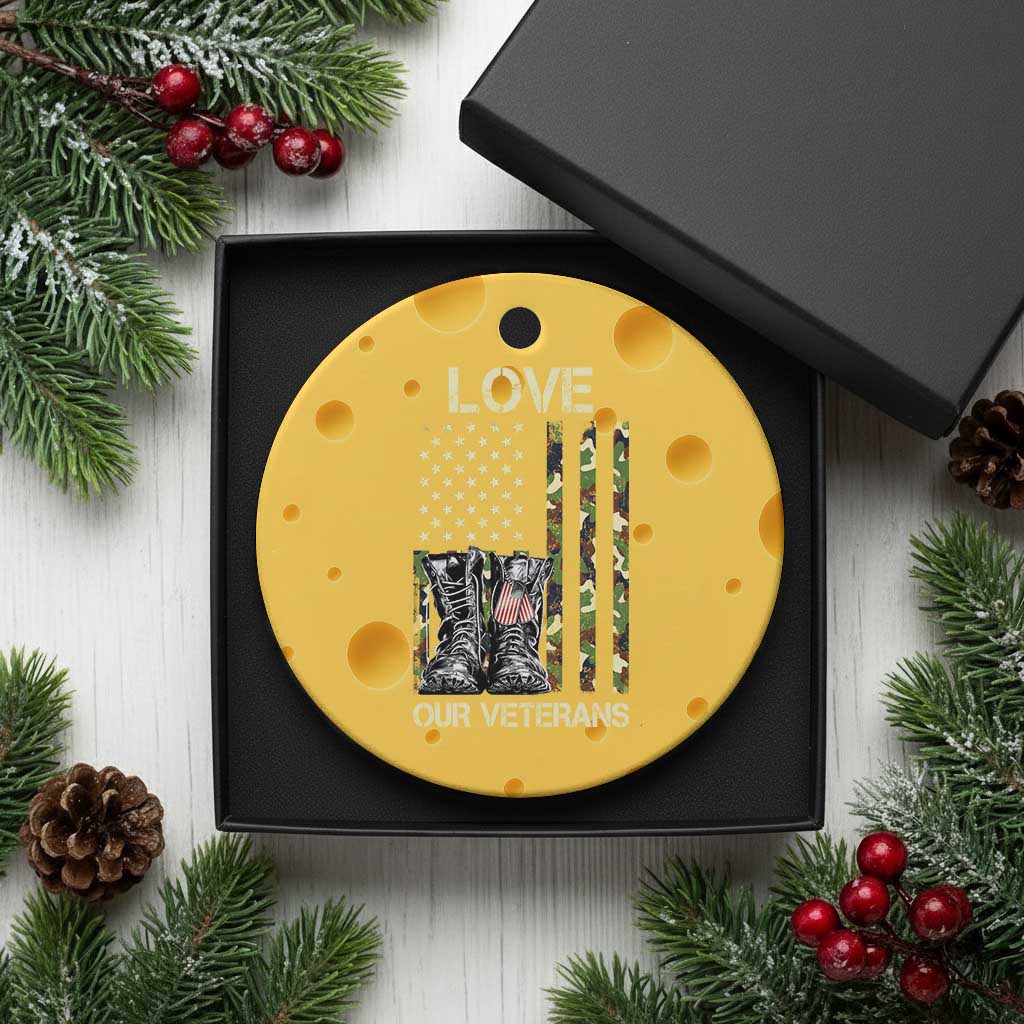 Love Our Veterans Ceramic Ornament Camo American Flag Military Supportive Veterans Day TS10 1pc Yellow Cheese Print Your Wear