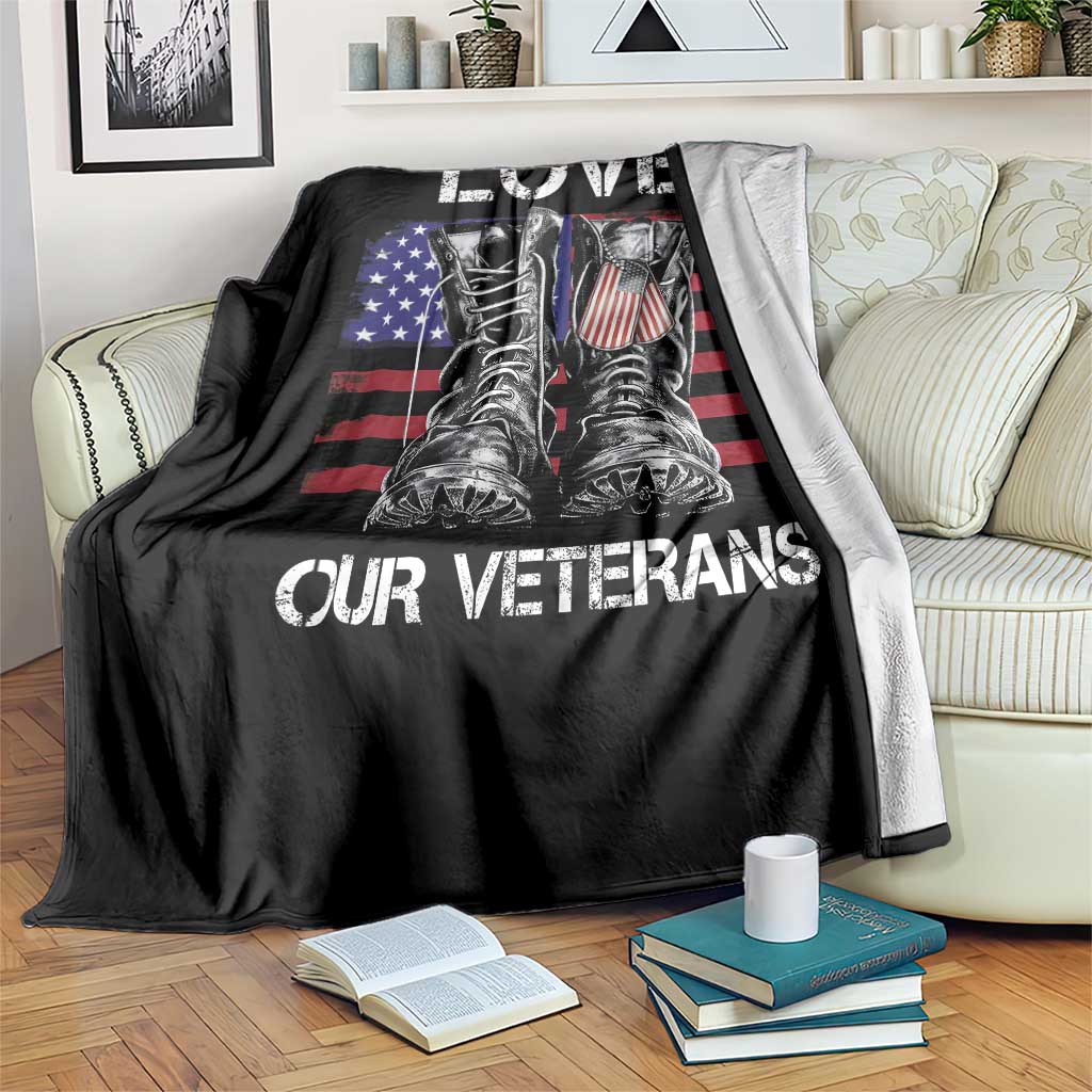 Love Our Veterans Throw Blanket American Flag Military Supportive Veterans Day TS10 Print Your Wear