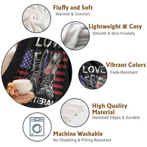 Love Our Veterans Throw Blanket American Flag Military Supportive Veterans Day TS10 Print Your Wear