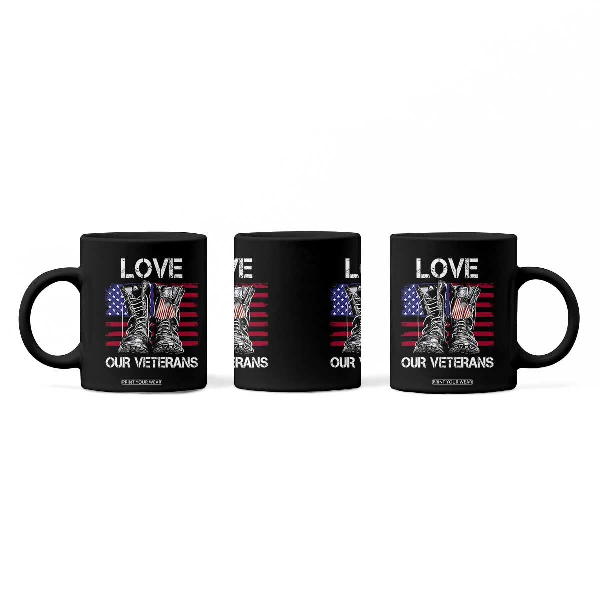 Love Our Veterans Coffee Mug American Flag Military Supportive Veterans Day TS10 Print Your Wear