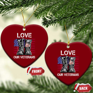 Love Our Veterans Ceramic Ornament American Flag Military Supportive Veterans Day TS10 Print Your Wear