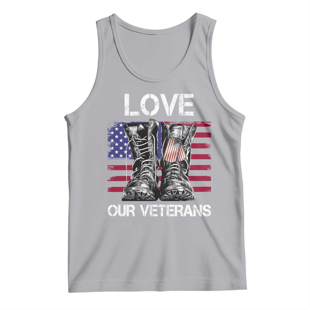 Love Our Veterans Tank Top American Flag Military Supportive Veterans Day TS10 Athletic Heather Print Your Wear