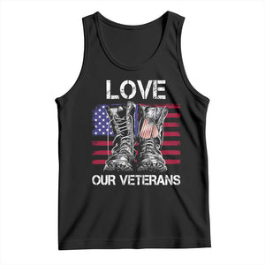 Love Our Veterans Tank Top American Flag Military Supportive Veterans Day TS10 Black Print Your Wear