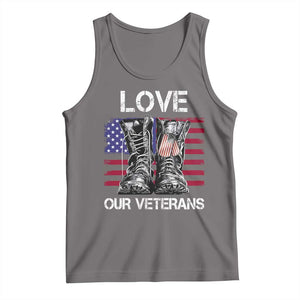 Love Our Veterans Tank Top American Flag Military Supportive Veterans Day TS10 Deep Heather Print Your Wear