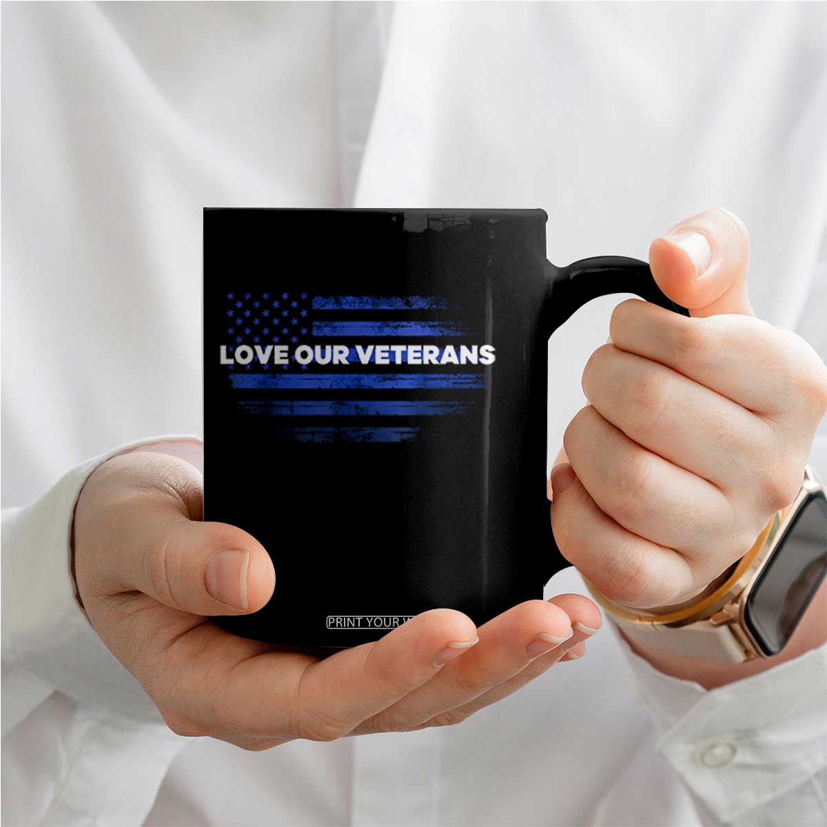 Love Our Veterans Coffee Mug Veterans Day Grunge American Flag TS10 Print Your Wear