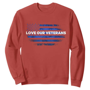 Love Our Veterans Sweatshirt Veterans Day Grunge American Flag TS10 Red Print Your Wear