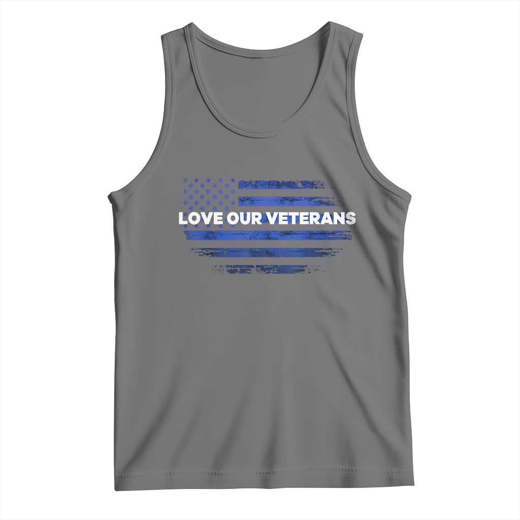 Love Our Veterans Tank Top Veterans Day Grunge American Flag TS10 Black Heather Print Your Wear